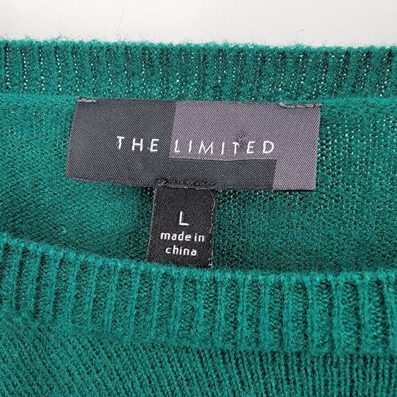 The Limited Sweater Womens Large Green Open Knit Sleeves Gold Button Accents - Picture 8 of 11